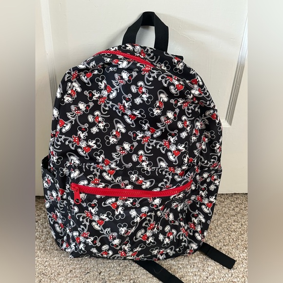 Disney Classic Mickey & Minnie Mouse Black and Red Backpack - Picture 1 of 7